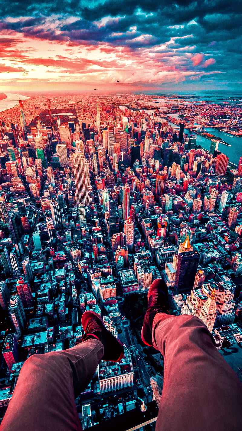 City, men, new york, ny, paris, roof, roof top, sky, view, HD phone wallpaper