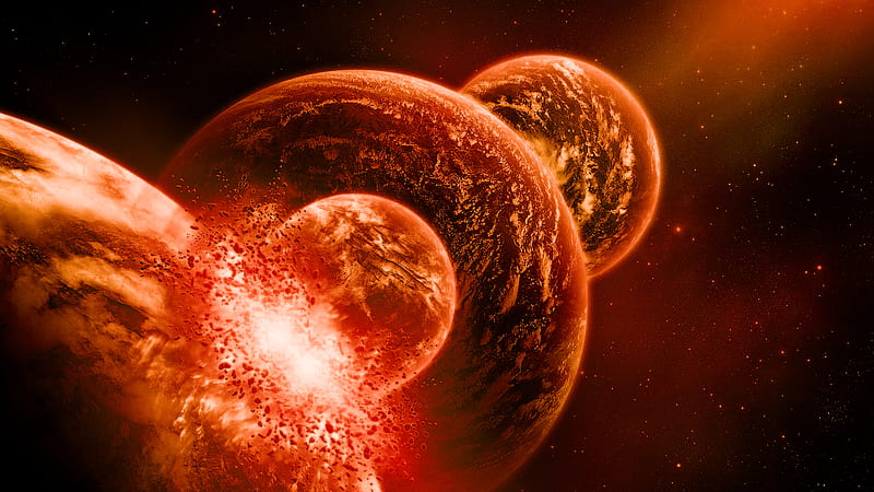 Planets collision, Planets, Clash in Resolution, Planetary Collision, HD wallpaper
