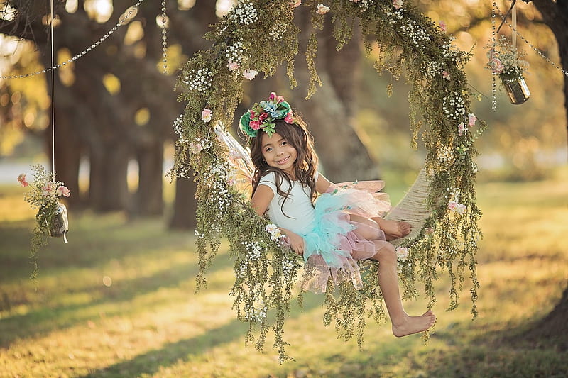 Little fairy, little, wings, girl, michelle voigt, copil, child, fairy, HD wallpaper