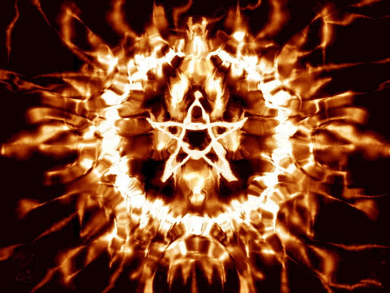 Firey Pentagram, evil, religious symbols, fire, pentagram, HD wallpaper