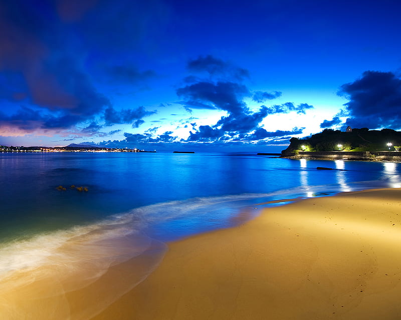 Ocean Cloud, beach, night, HD wallpaper