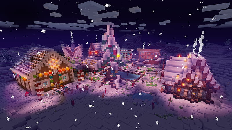 Magical Christmas Village in RealmCraft Minecraft Style Game, open world game, gaming, playgames, pixel games, mobile games, realmcraft, sandbox, minecraft, games action, game, minecrafters, pixel art, art, 3d building games, pixel, fun, adventure, building, 3d, minecraft, HD wallpaper