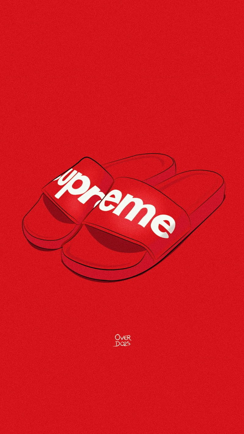 Supreme Flip Flops, blood, brands, flip flops, red, HD phone