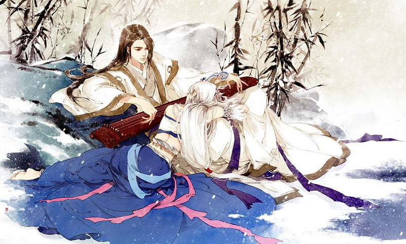 Art of Ibuki Satsuki 8, musician, oriental, painting, man, Ibuki Satsuki, winter, HD wallpaper