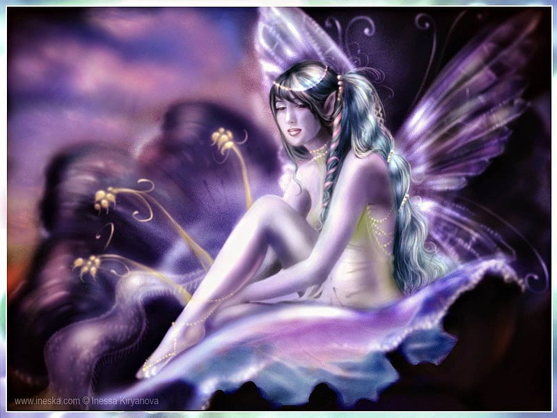 THE FAIRY ANGEL MISS PURPLE, fantasy, absrct, sky, gorgeous, HD wallpaper