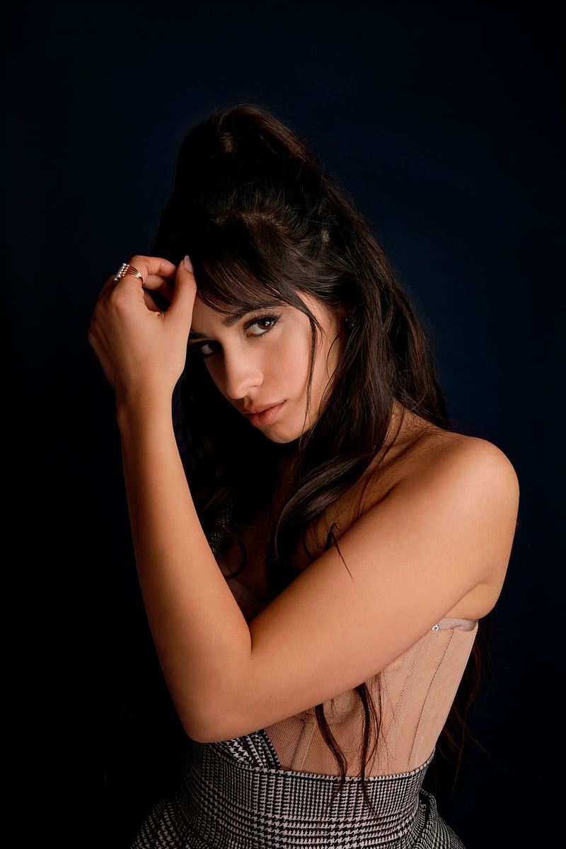 Camila Cabello, women, singer, cuban, dark hair, simple background, HD phone wallpaper