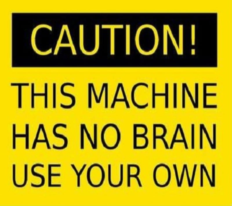 Caution, funny, la maquina, no brain, own, use, HD wallpaper