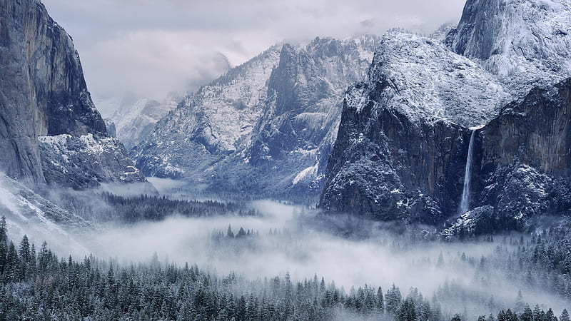 National Park, Yosemite National Park, Winter, Mountain, Cliff, HD ...