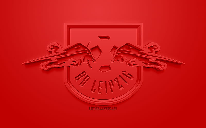 RB Leipzig, creative 3D logo, red background, 3d emblem, German football club, Bundesliga, Leipzig, Germany, 3d art, football, stylish 3d logo, HD wallpaper