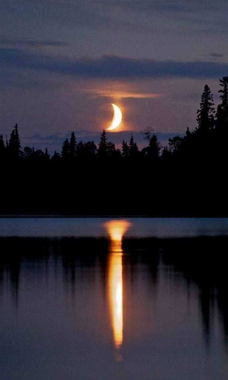 Canada, lake garden hill, manitoba, moon, sea, HD phone wallpaper