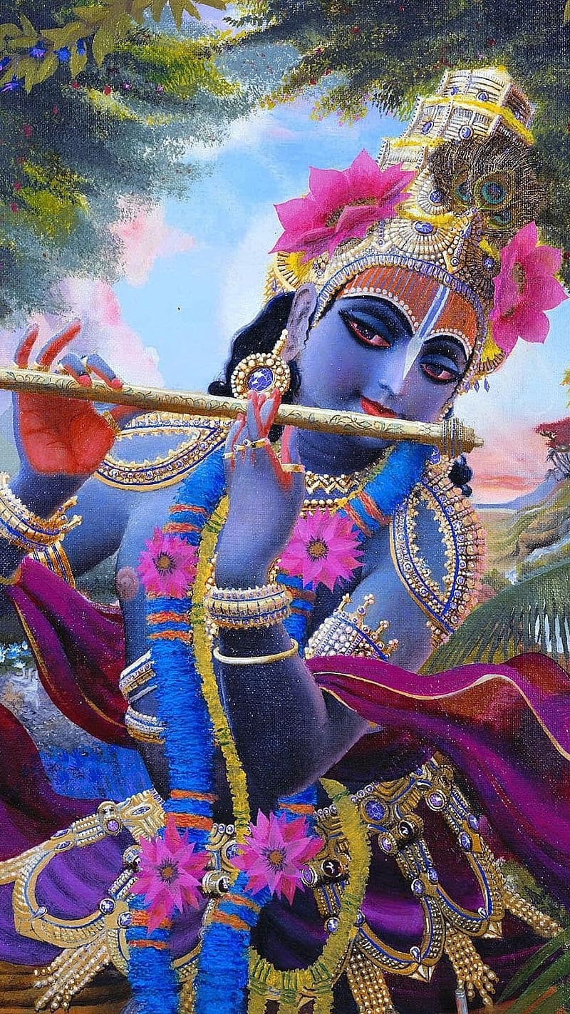 Lord Krishna For Painting, lord krishna for, painting, lord krishna with  flute, HD phone wallpaper | Peakpx