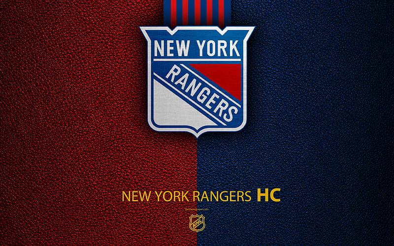 New York Rangers, HC hockey team, NHL, leather texture, NY Rangers, logo, emblem, NY, National Hockey League, New York, USA, hockey, Eastern Conference, Metropolitan Division, HD wallpaper