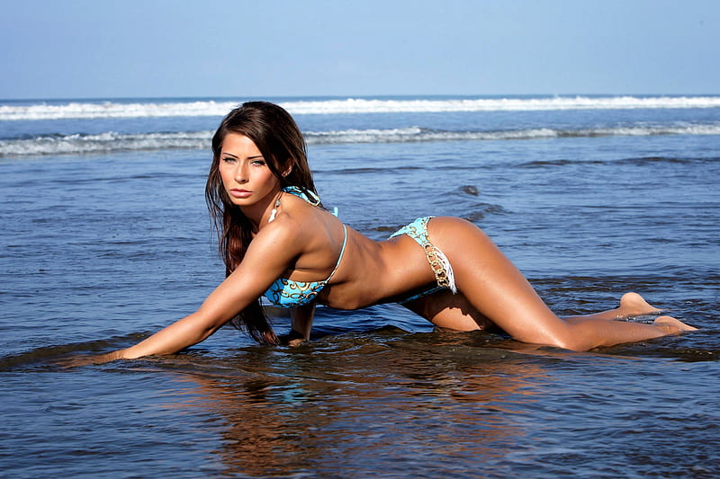 Bikini Model ~ Madison Ivy, beach, brunette, model, bikini, HD wallpaper