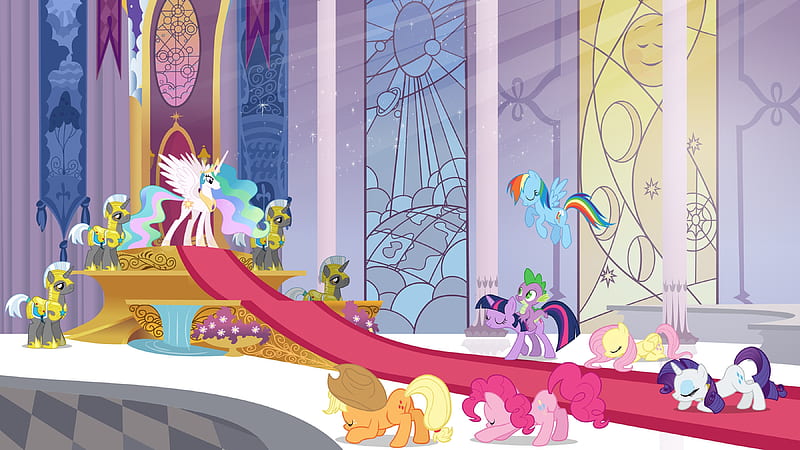 My Little Pony, My Little Pony: Friendship is Magic, Princess Celestia , Twilight Sparkle , Spike (My Little Pony) , Fluttershy (My Little Pony) , Rarity (My Little Pony) , Rainbow Dash , Pinkie Pie , Applejack (My Little Pony), HD wallpaper