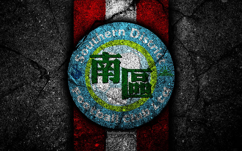 FC Southern District, emblem, Hong Kong Premier League, black stone, soccer, football club, Asia, logo, Hong Kong, Southern District, asphalt texture, Southern District FC, HD wallpaper