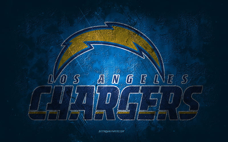 Los Angeles Chargers, American football team, blue stone background, Los Angeles Chargers logo, grunge art, NFL, American football, USA, Los Angeles Chargers emblem, HD wallpaper
