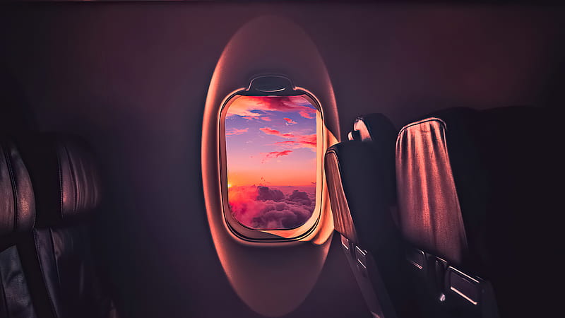 Beautiful Sunset Through Airplane Window, plane, sunset, graphy, window, HD wallpaper
