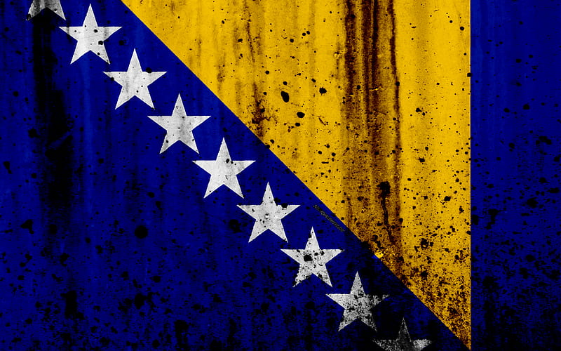 Bosnia and Herzegovina flag grunge, flag of Bosnia and Herzegovina, Europe, Bosnia and Herzegovina, national symbolism, HD wallpaper