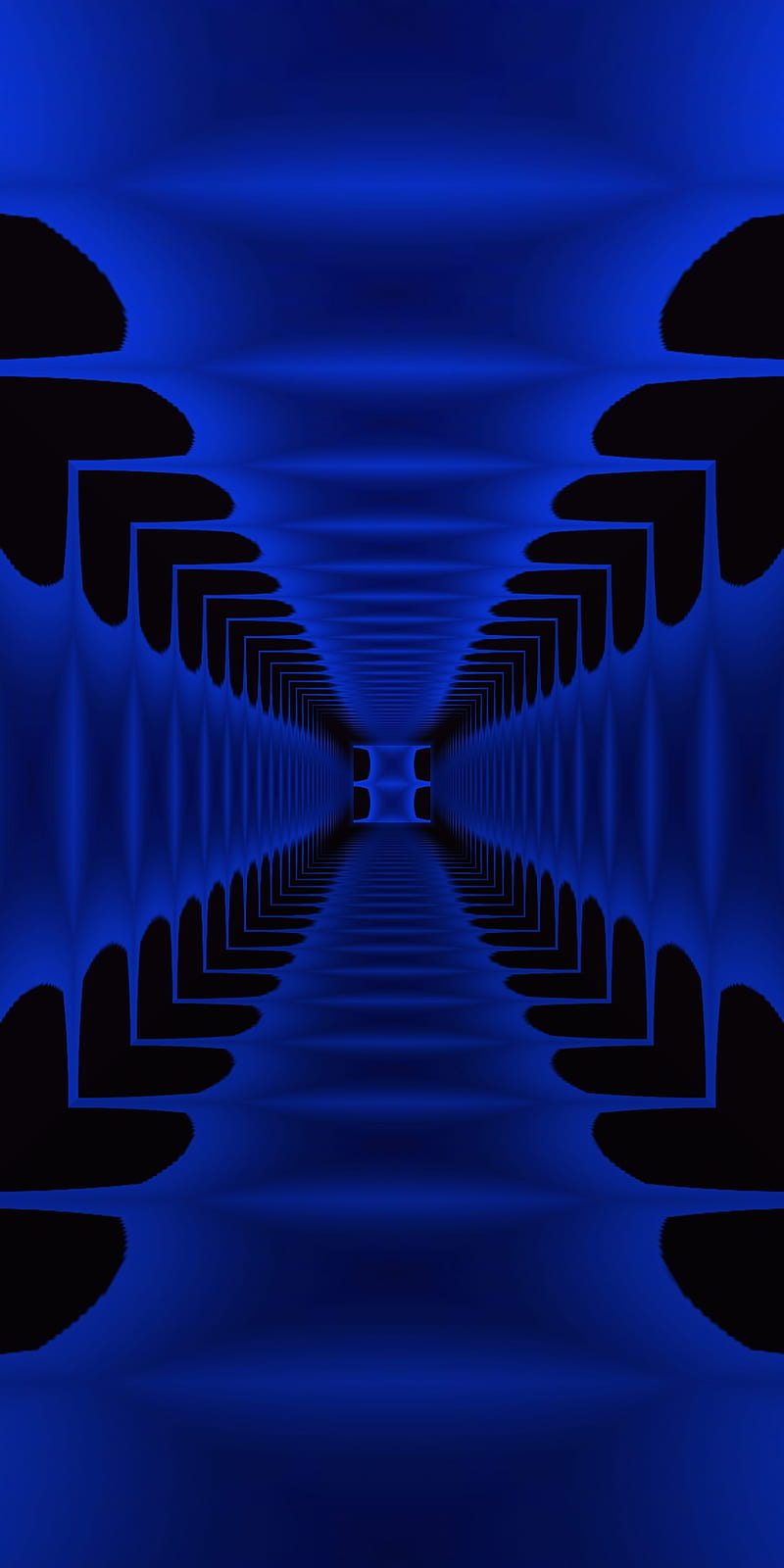 Square Tunnel 24, black, blue, glow, radiate, HD phone wallpaper
