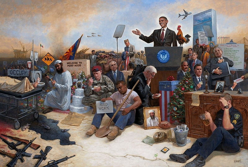 President Obama, people, art, painting, president, barack obama, obama, pictura, HD wallpaper