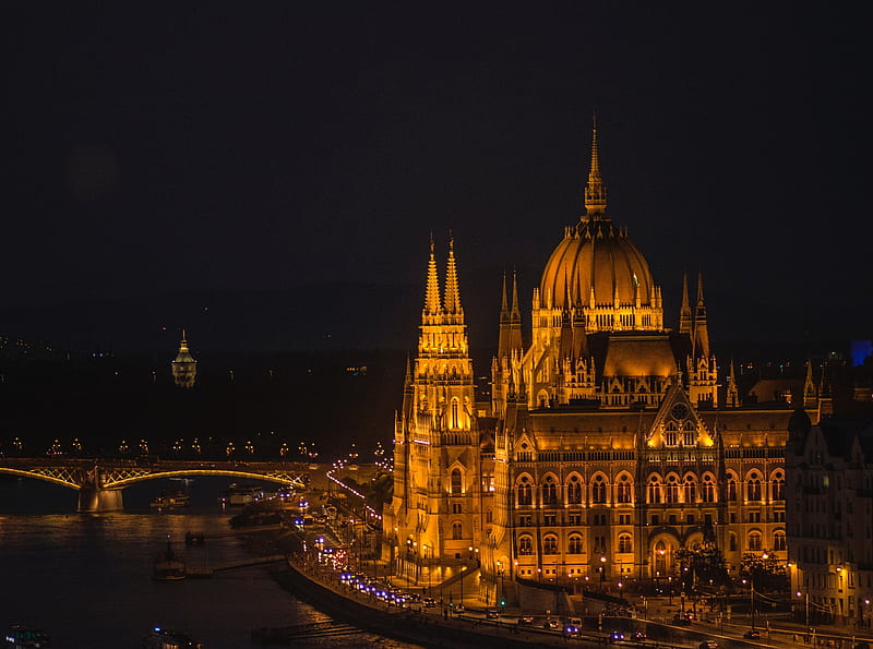 Budapest Night graphy Ultra, City, Lights, Night, Building, Golden, budapest, hungary, hungarianparliament, HD wallpaper
