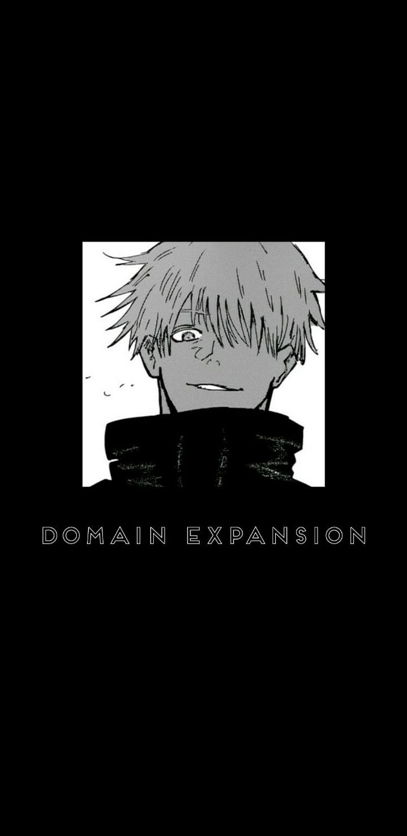 Domain Expansion Bl-, anime, black and white, gojo, gojo satori, gojo sensei, jujutsu kaisen, simp, HD phone wallpaper