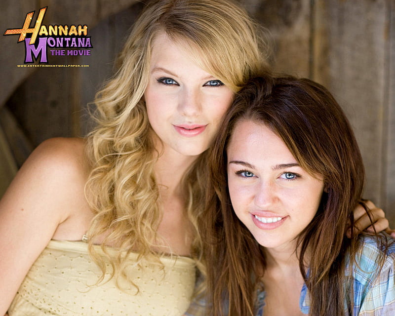 Miley Cyrus and Taylor Swift, miley cyrus, hannah montana the movie, taylor swift, HD wallpaper