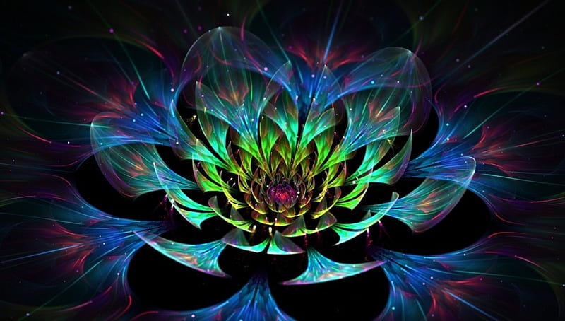 3D Lotus Flower, flower, desenho, art, petals, HD wallpaper