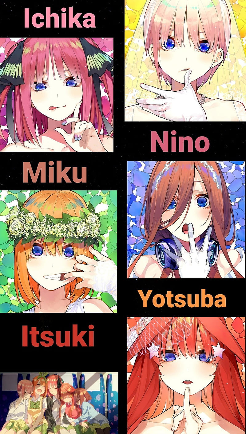 Quintuplets , ichika, itsuki, miku, nino, yotsuba, HD phone wallpaper