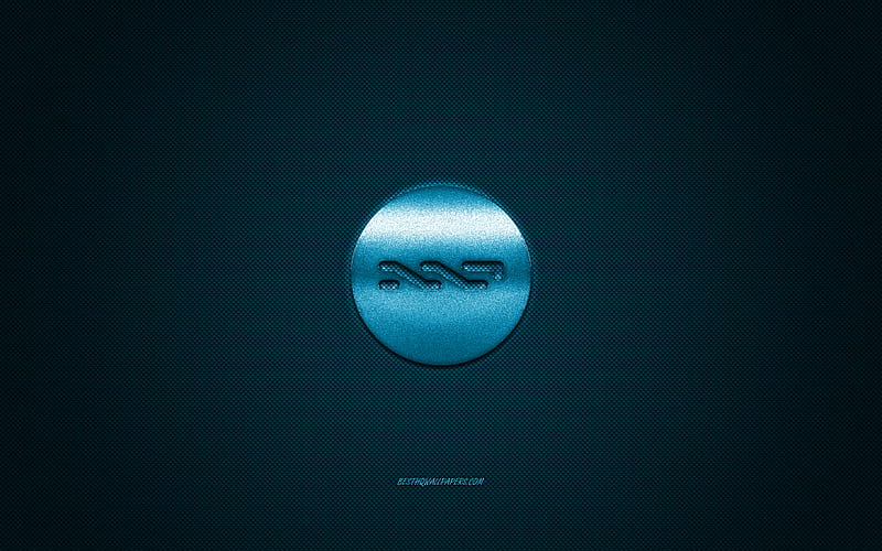 Nxt logo, metal emblem, blue carbon texture, cryptocurrency, Nxt, finance concepts, HD wallpaper