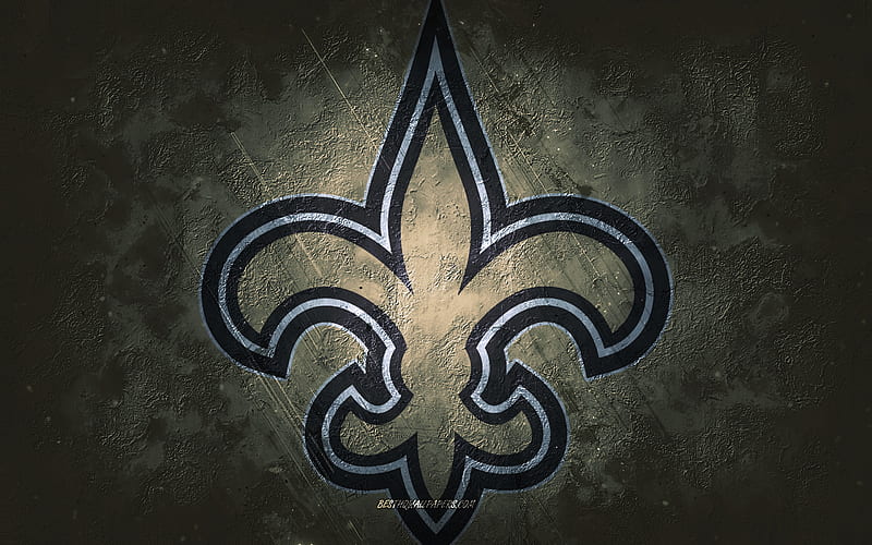 New Orleans Saints, American football team, brown stone background, New Orleans Saints logo, grunge art, NFL, American football, USA, New Orleans Saints emblem, HD wallpaper