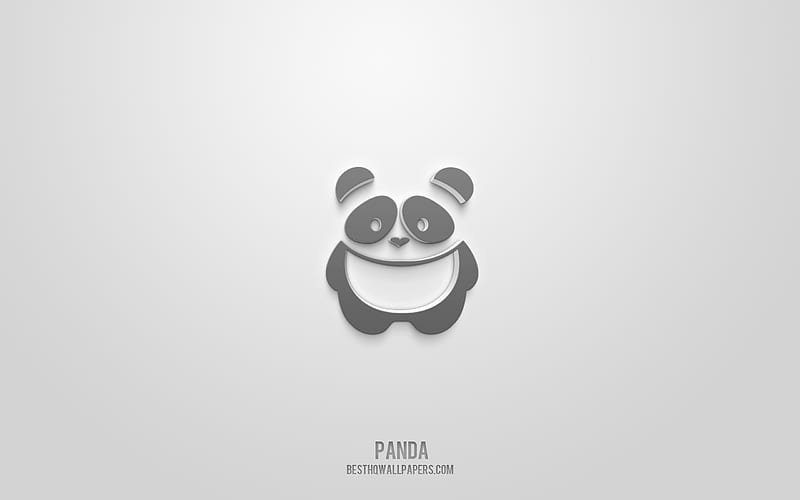 Funny panda 3d icon, white background, 3d symbols, Funny panda, Animals icons, 3d icons, Funny panda sign, Animals 3d icons, panda 3d icon, HD wallpaper