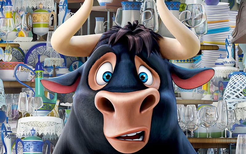 Ferdinand, bull, 2017 movie, adventure, 3d-animation, funny characters, HD wallpaper