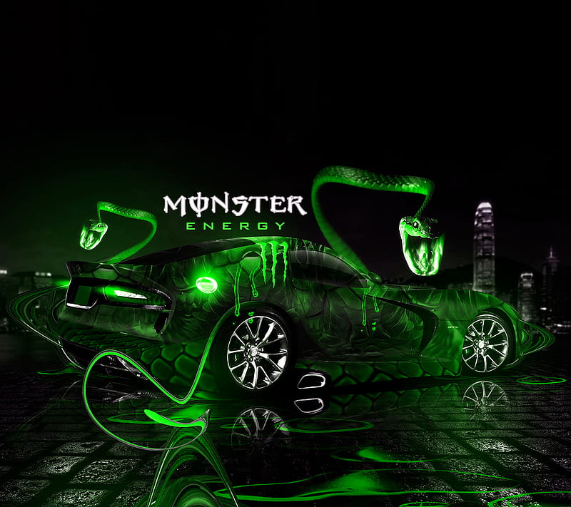 Dodge monster energy, green, viper, HD wallpaper
