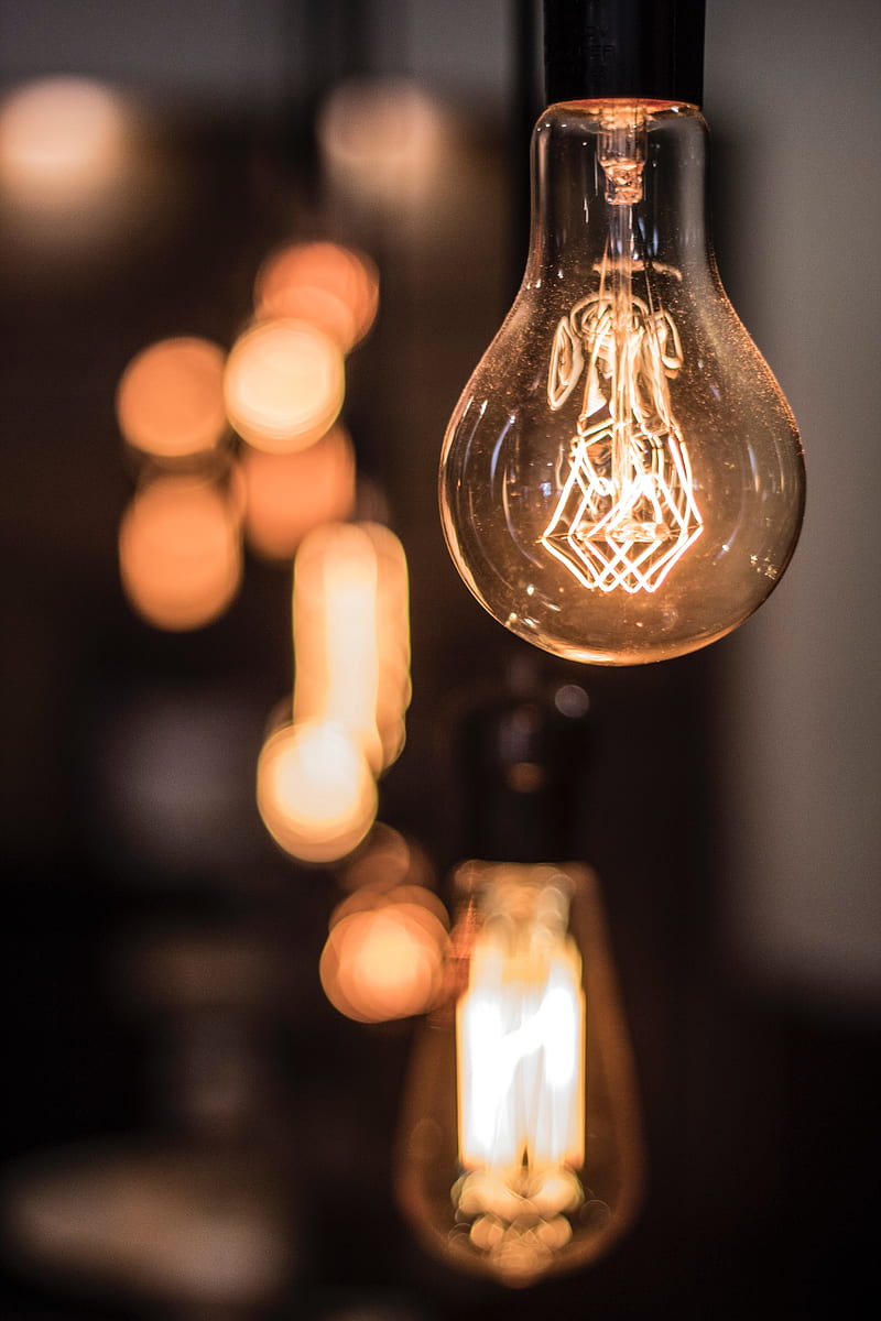 light bulb, edisons lamp, filament, light, lighting, HD phone wallpaper