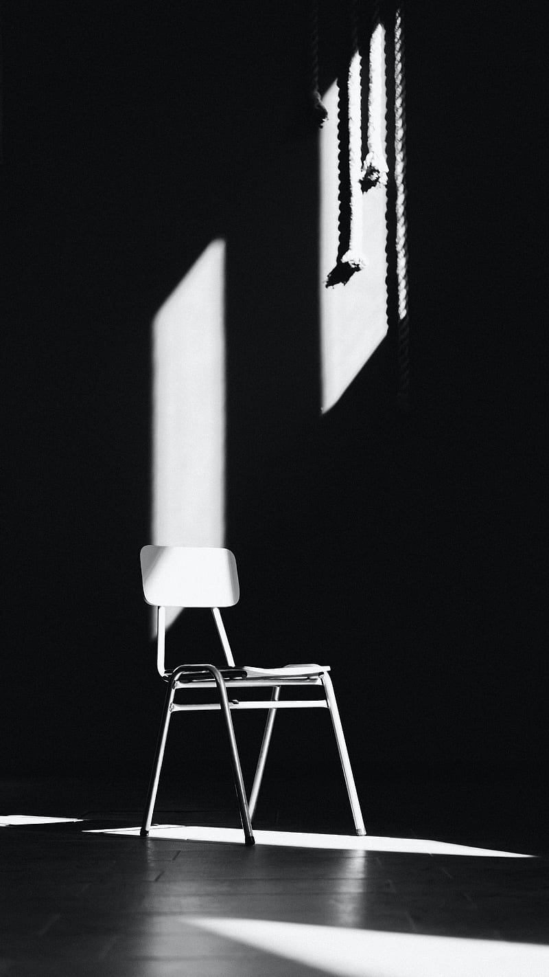 chair, shadows, rays, bw, lighting, HD phone wallpaper