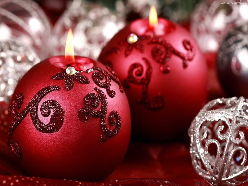 Christmas light, red, balls, christmas, holiday, new year, candles ...