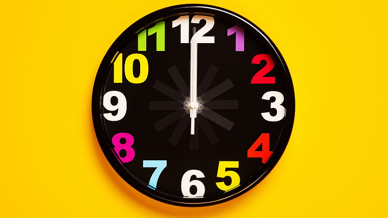 colorful clock, yellow wall, Others, HD wallpaper