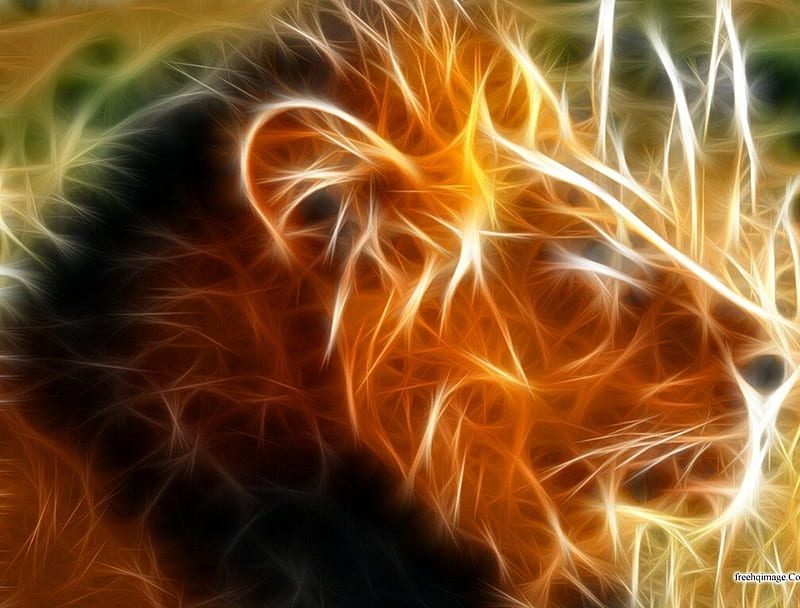 León 3d, belleza, 3d, llamas, león, Fondo de pantalla HD | Peakpx