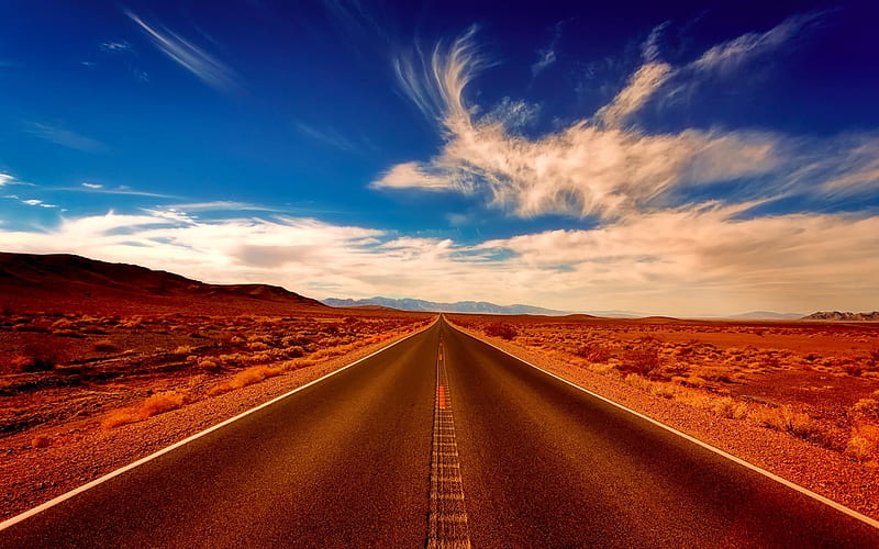 USA, desert, road, summer, highway, America, HD wallpaper