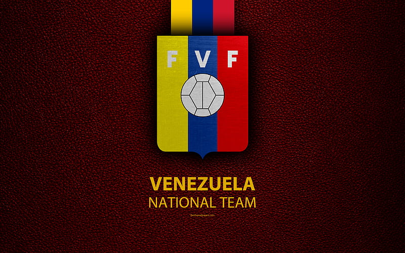 Venezuela national football team leather texture, Venezuelan Football Federation, FVF, emblem, logo, football, Venezuela, HD wallpaper