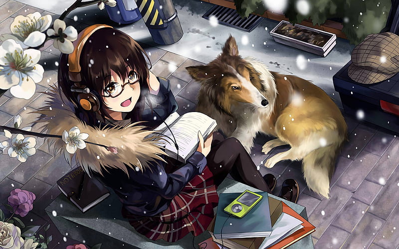 Anime Dog And Girl Winter Scene, Winter Flower Anime, HD wallpaper | Peakpx