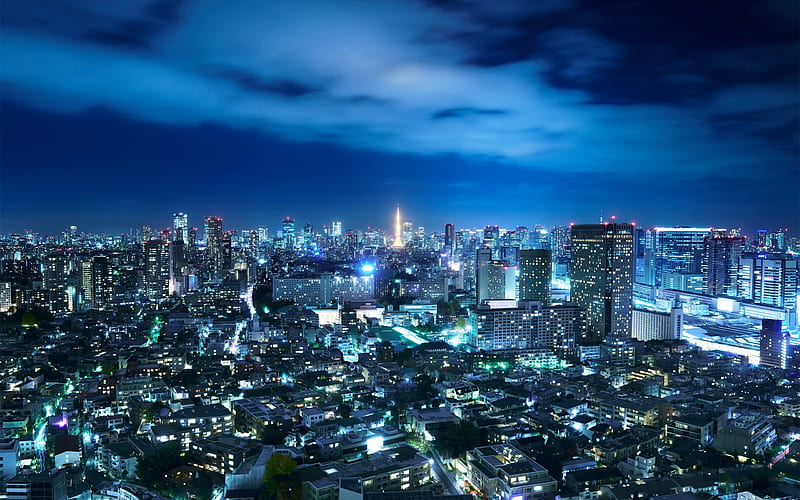 Tokyo, night, metropolis, city lights, night city, japan, HD wallpaper