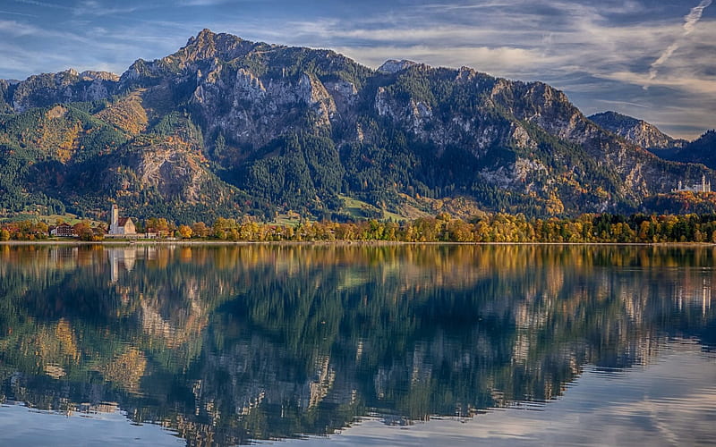 Lake Forggensee german landmarks, beautiful nature, Bavaria, mountains, Germany, Europe, HD wallpaper