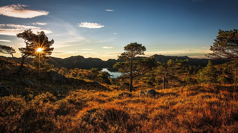 Norwegian nature, Norge, Nature, Sunset, Norway, HD wallpaper