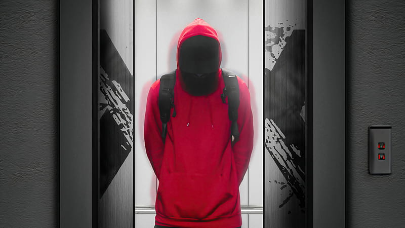 Hoodie Guy In Elevator , hoodie, artist, artwork, digital-art, HD wallpaper