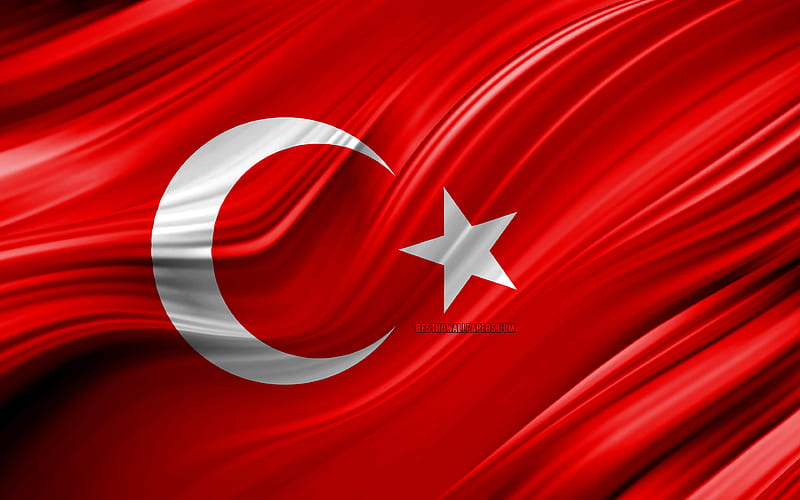 turk bayragi, European countries, 3D waves, Flag of Turkey, national symbols, Turkey 3D flag, art, Europe, Turkey, HD wallpaper