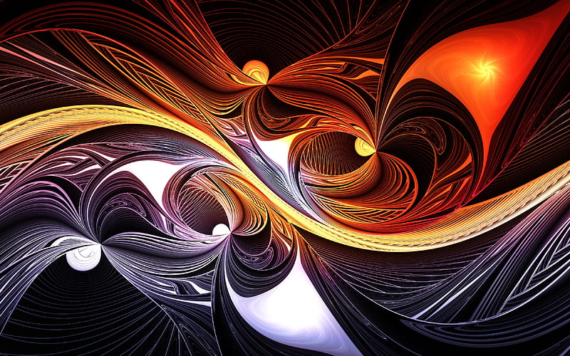 Compression Wave, abstract, orange, wave, fractal, HD wallpaper