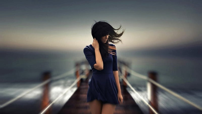 Stormy Day, storm, ship, girl, sea, HD wallpaper | Peakpx