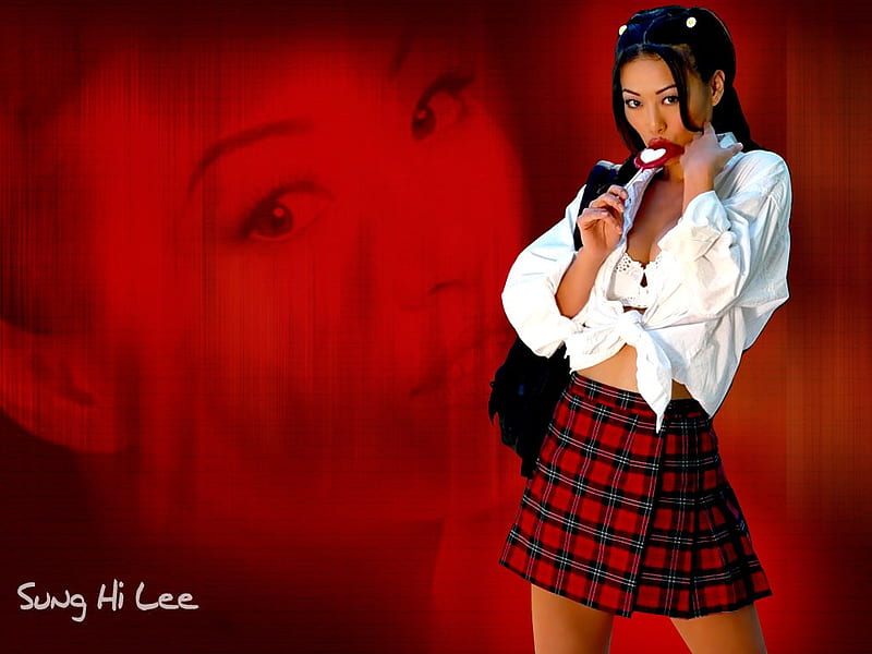 cute actress,dressed as school girl,Sung Hi Lee, in school uniform, sung hi lee, cute actress, HD wallpaper